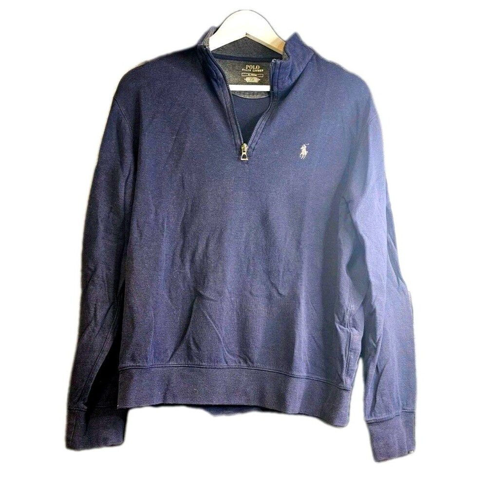 Polo Ralph Lauren Men’s 1/4 Zip Mock Neck Logo Sweatshirt Blue Size M